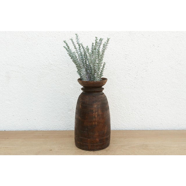 Wood Antique Dark Wood Ghee Jar For Sale - Image 7 of 7