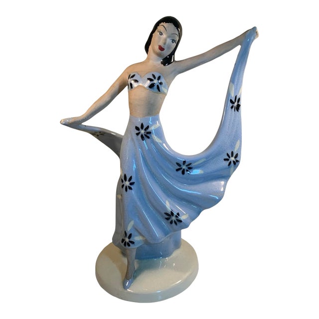 Original Art Deco California Pottery Padre Regal Dancing Girl Artist Signed 1940 For Sale