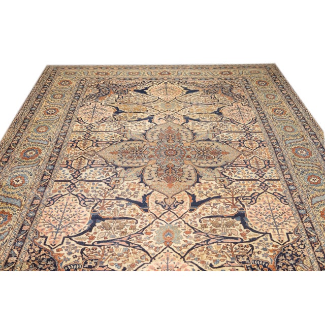 Ivory Antique Persian Haji Jalili Tabriz Rug 7'10'' X 12'2'' For Sale - Image 8 of 12