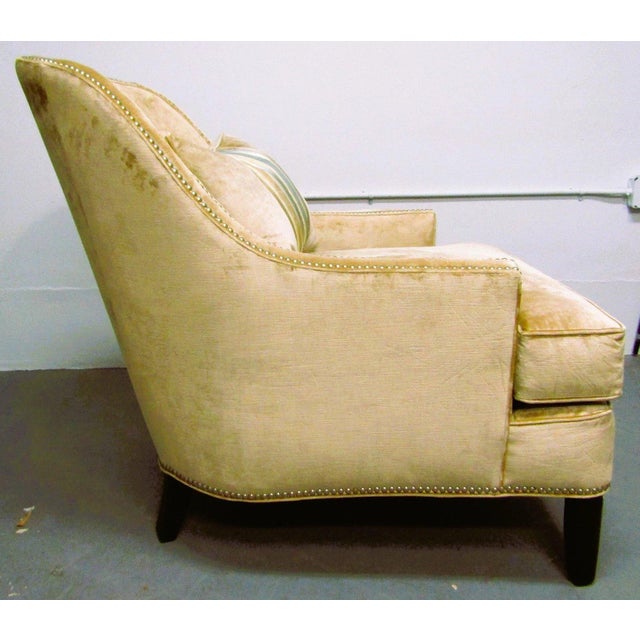 Pair of Century Furniture Velvet Upholstered Nail Head Lounge Chairs and Pillows For Sale In Miami - Image 6 of 18