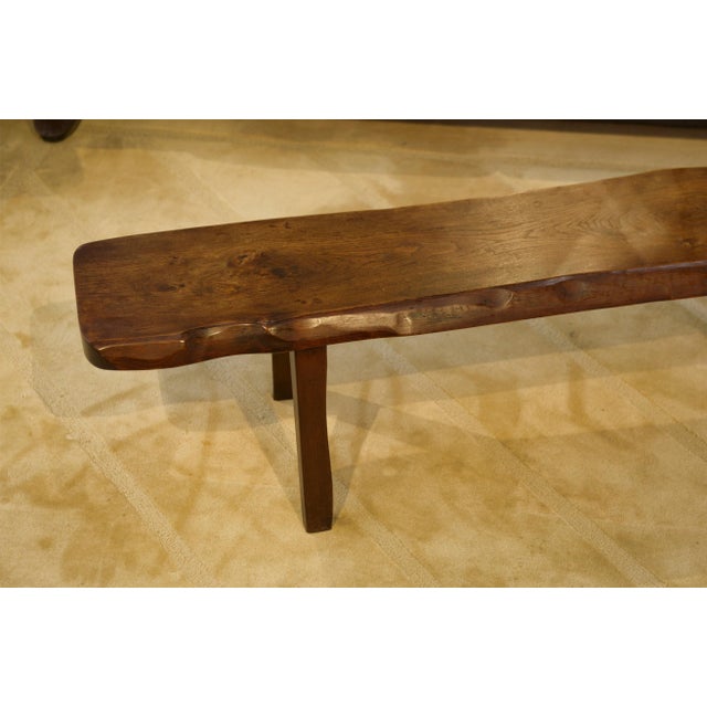 Brutalist Elm Bench from Aranjou, 1950s For Sale - Image 10 of 11