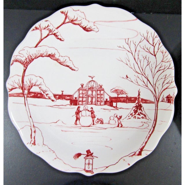 Juliska Country Estate Ruby Party Plates 4 Landscapes With Box For Sale - Image 9 of 13