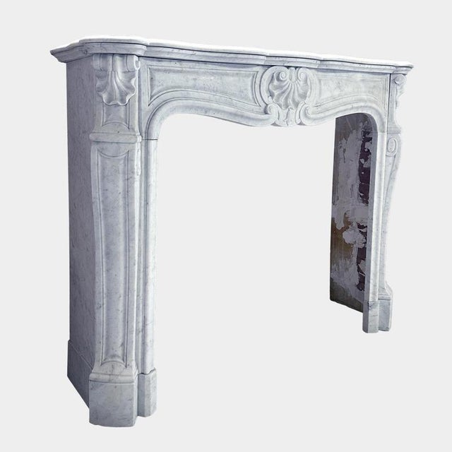 Vintage French Louis XV Marble Fireplace Mantel, 1980 For Sale - Image 4 of 6