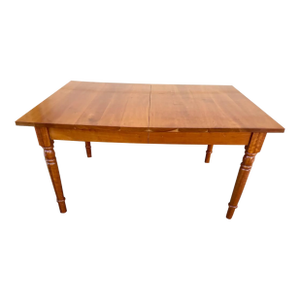 Custom Made Farm Style Solid Cherry Natural Finish Dining Table & 2 Leaves.by Ohio Amish