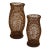 Set 2 Vintage Decorative Amber Gemstone Beaded Lattice Hourglass Shaped Candle Holders For Sale