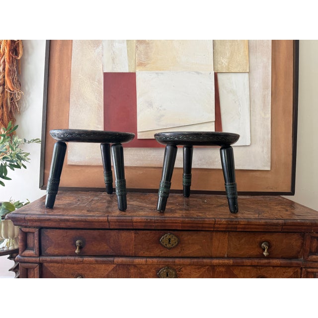 Pair of Attributed Ettore Zaccari Coffee Table Stools C1910 Italy For Sale - Image 9 of 12