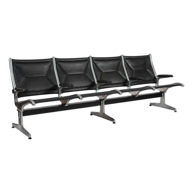 1990s Mid Century Eames for Herman Miller Black Tandem Sling Seating For Sale