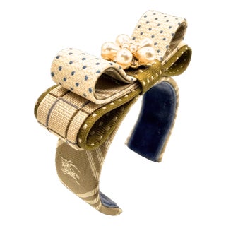 Burberry Nova Plaid Vintage Silk Necktie Cuff Bracelet For Sale