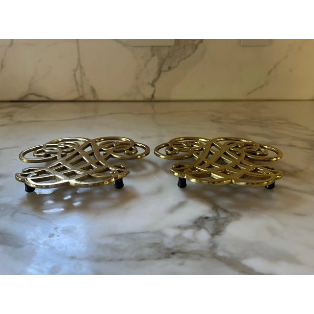 1980s Pair of Thomas Jefferson Cipher Trivets Monticello Virginia Metal Crafters For Sale - Image 11 of 12