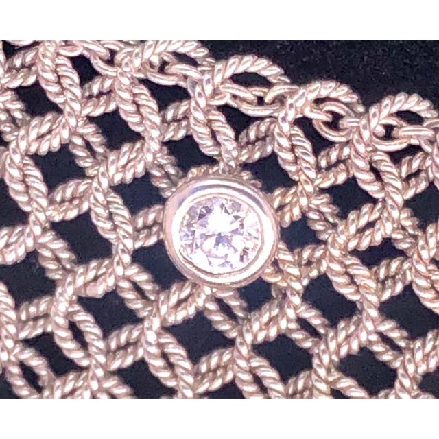 Estate Art Deco Style 18 Karat White Gold and Diamond Mesh Necklace For Sale - Image 9 of 12