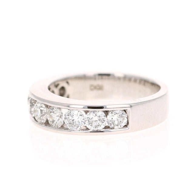 Contemporary 1.25 Carat Round Cut Diamond 14 Karat White Gold Band, Size 7 For Sale - Image 3 of 6