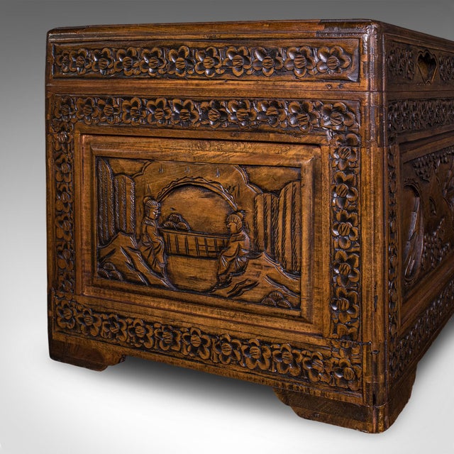 Vintage Art Deco Blanket Chest, Oriental, Camphorwood Linen Trunk, Home Storage For Sale - Image 11 of 12