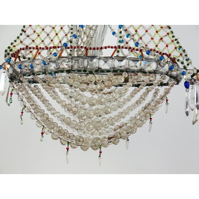 Boat Chandelier with Glass Beads, 1950s For Sale - Image 6 of 11