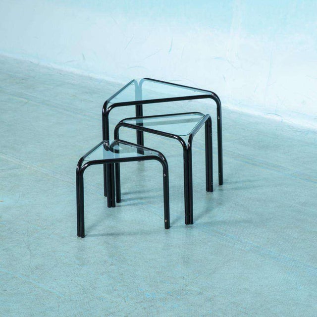 Minimalist Triangular Nesting Tables, 1980s, Set of 3 For Sale - Image 15 of 15
