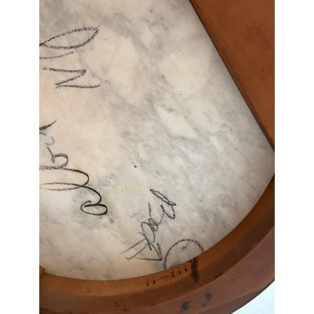 Vintage Neoclassical Three-Piece Marble Coffee Table With Hand-Carved Wood Base For Sale - Image 16 of 18