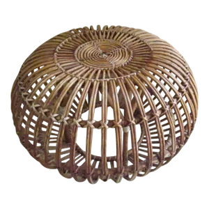 1970s Franco Albini Style Woven Rattan Ottoman