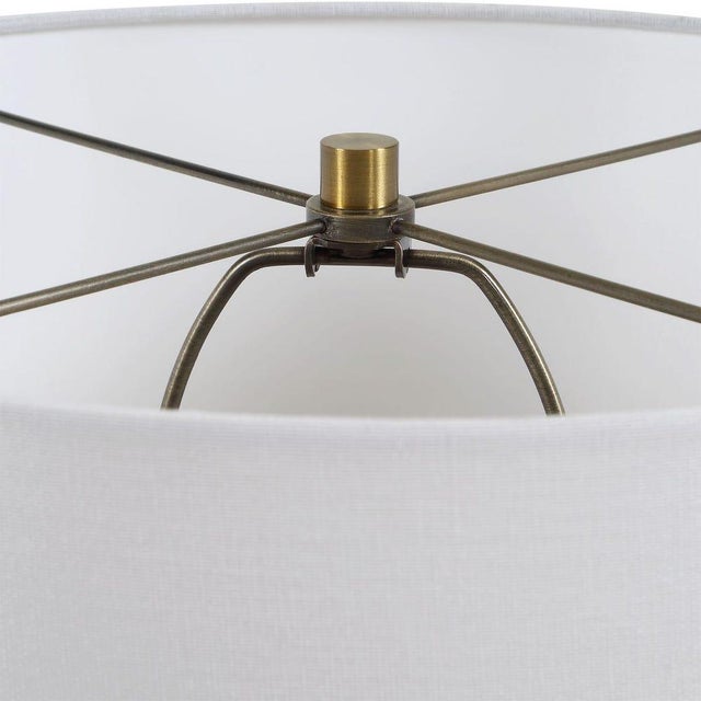 Metal Green Glass/Brass Table Lamp With Shade For Sale - Image 7 of 8