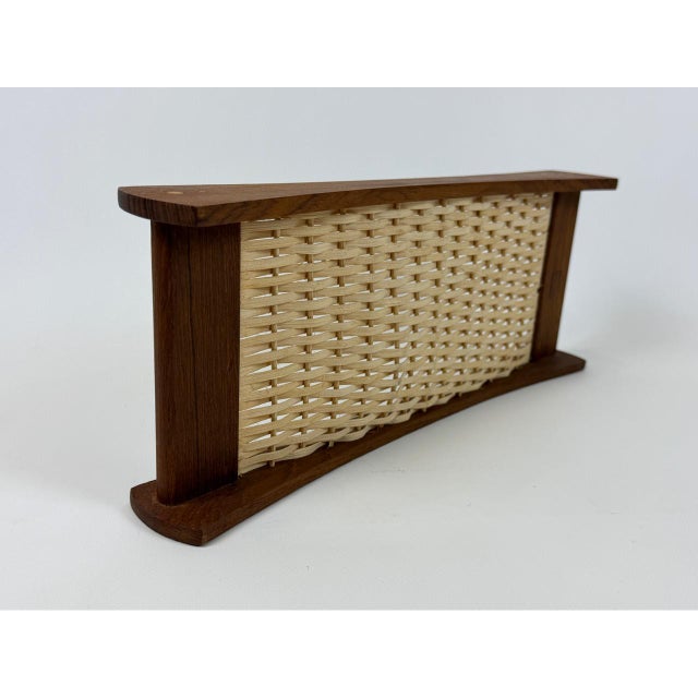 Brown Mid-Century Modern Teak Serving Tray with Rattan Bottom from Poulsen Krogstrup, 1960s For Sale - Image 8 of 13