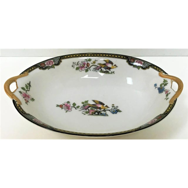Japanese Noritake Porcelain Serving Bowl in "Pheasant" Pattern Circa 1920's For Sale - Image 10 of 10