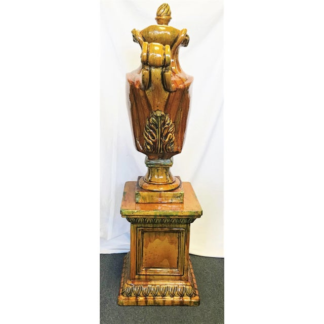 Italian Ceramic Large Lidded Urn on Pedestal For Sale In West Palm - Image 6 of 12