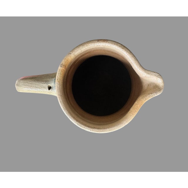 Mid 20th Century Primitive Antique Country Blue Floral Decorated Stoneware Pitcher For Sale - Image 5 of 12