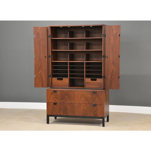 Directional 1960s Refinished Milo Baughman for Directional Walnut Armoire Dresser For Sale - Image 4 of 12