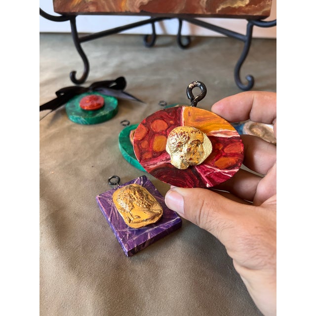 Italian Grand Tour Style Faux Marble Specimen Gilded Classical Intaglio Collection For Sale - Image 4 of 15