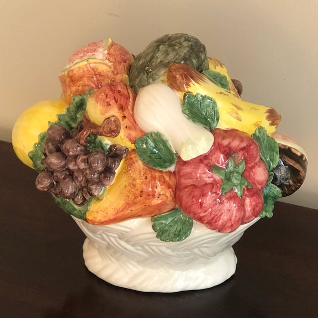 Italian Majolica Fruit Basket Centerpiece For Sale - Image 9 of 13