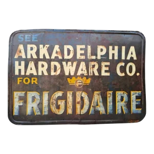 Antique American Art Deco Early Frigidaire Metal Advertising Sign
