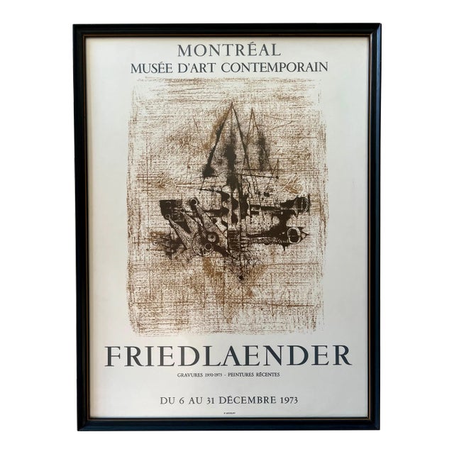 1973 Johnny Friedlaender Vintage Framed Mourlot Exhibit Poster, Montreal For Sale