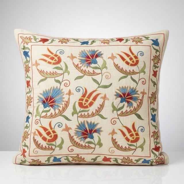 New Hand-Embroidered 100% Silk Cushion Cover – Authentic Uzbek Textile Art Elevate your home décor with this exquisite...