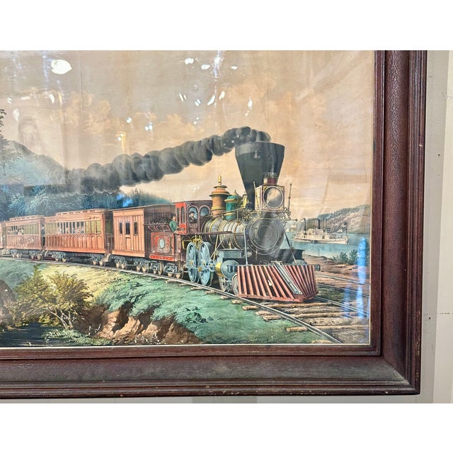 American Mid 19th Century “American Express Train” Lithograph From Currier & Ives After Fanny Palmer, Framed – 33" X 23" For Sale - Image 3 of 3