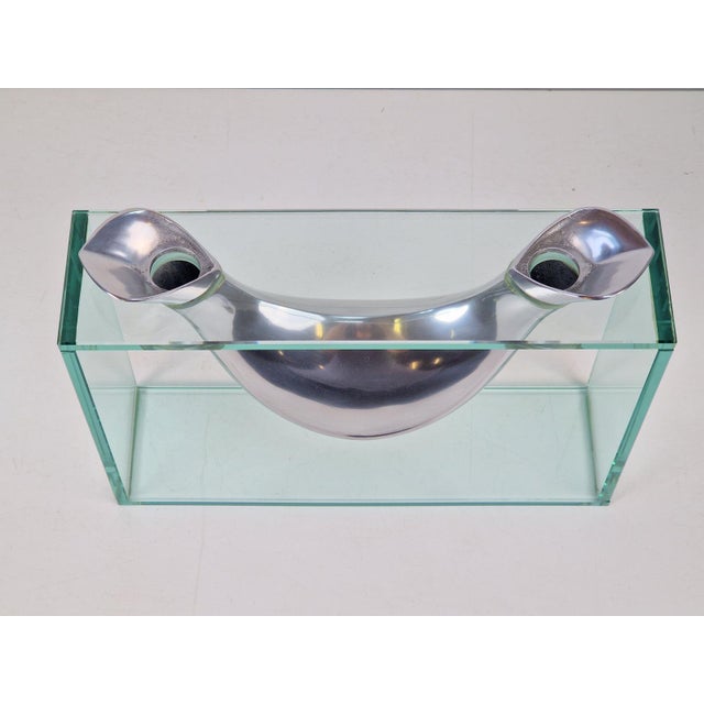 Art Vase in Aluminum and Glass attributed to Lisa Mori, Italy, 1980s, Set of 4 For Sale - Image 13 of 18