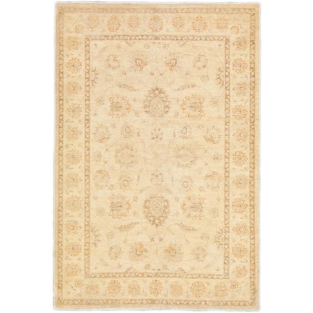 Beige Modern Oushak Handmade Floral Designed Wool Rug For Sale - Image 11 of 11