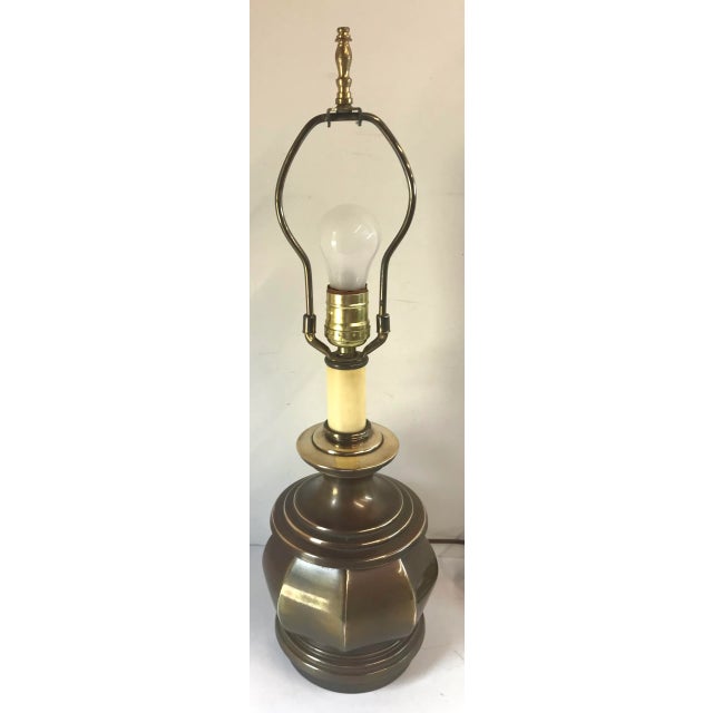 Love the shape of this vintage Tell City brass table lamp. Very heavy!