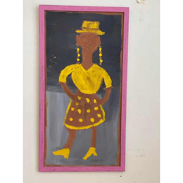 Wood 1990s Jimmy Lee Sudduth Painting “Farmers Wife” Self Taught Art Vintage, Framed For Sale - Image 7 of 12