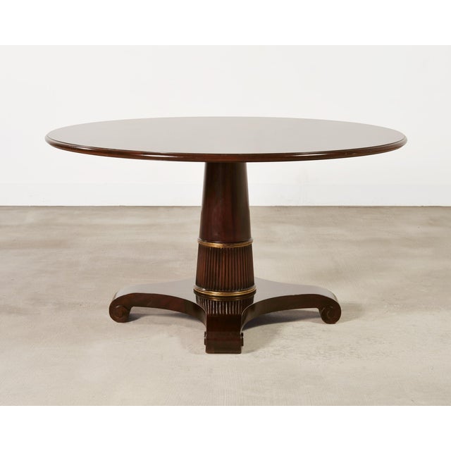 Late 20th Century Thomas Pheasant for Baker Mahogany Round Pedestal Dining Table For Sale - Image 5 of 18