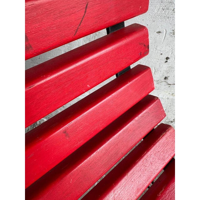 Black Red Slatted Chair with Black Metal Frame For Sale - Image 8 of 9
