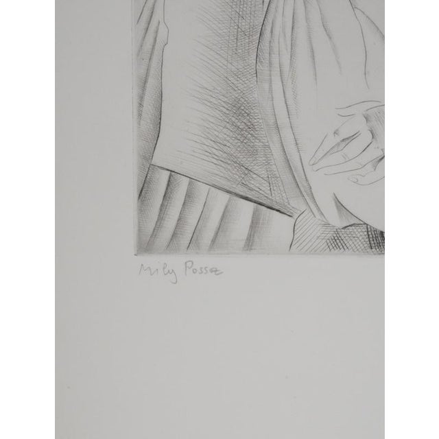Modern Mily Possoz, Two Young Peasant Women, Original Signed Engraving For Sale - Image 3 of 11