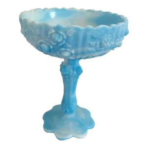 1960s Fenton Blue Slag Compote