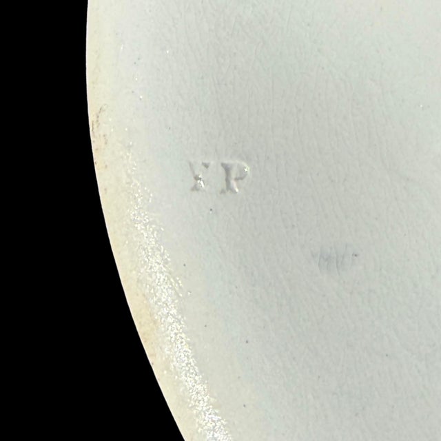 Antique English Soup Tureen, Lidded Bowl (White/Purple), Marked For Sale - Image 10 of 11