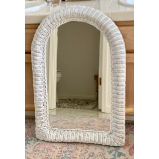 Vintage Arched White Wicker Wall Mirror For Sale In Sacramento - Image 6 of 9