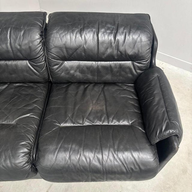 Vintage Two-Seater Sofa in Black Leather by Dreipunkt, 1970s For Sale - Image 12 of 17