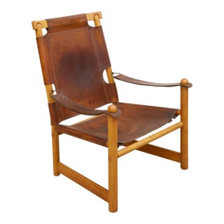 1960s Scandinavian Leather Sling Chair For Sale