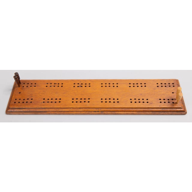 Antique English Oak Cribbage Game Board Chairish