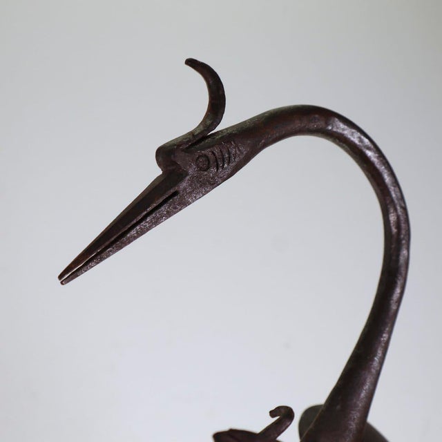 Iron Sculpture with Black Marble Base attributed to Carlo Rizzarda For Sale - Image 5 of 11