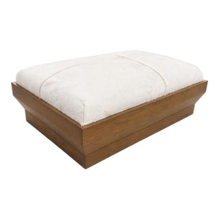 Ponyskin Hide Leather on White Oak Ottoman For Sale