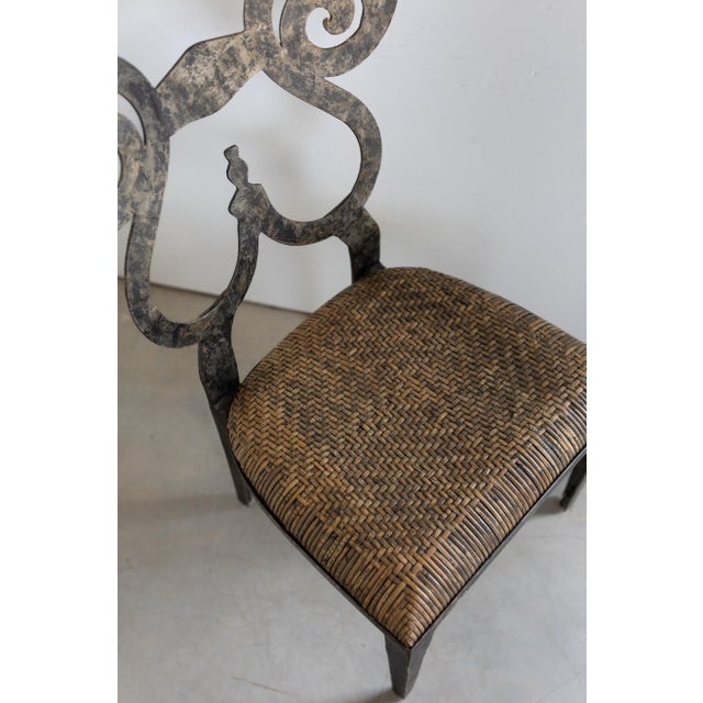 Vintage Biedermeier Style Forged Iron Dining Chairs For Sale - Image 6 of 9