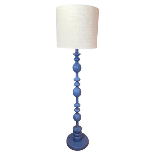 Pamela Floor Lamp in Beech with Lacquer and Aj Linen by Popus Editions For Sale - Image 6 of 6
