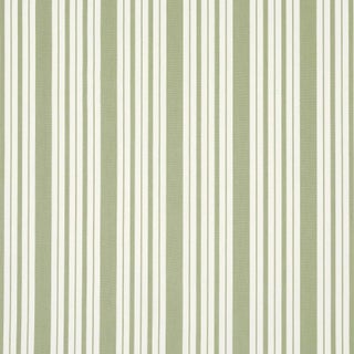 Schumacher X Mark D. Sikes Markie Stripe Fabric In Leaf Green For Sale
